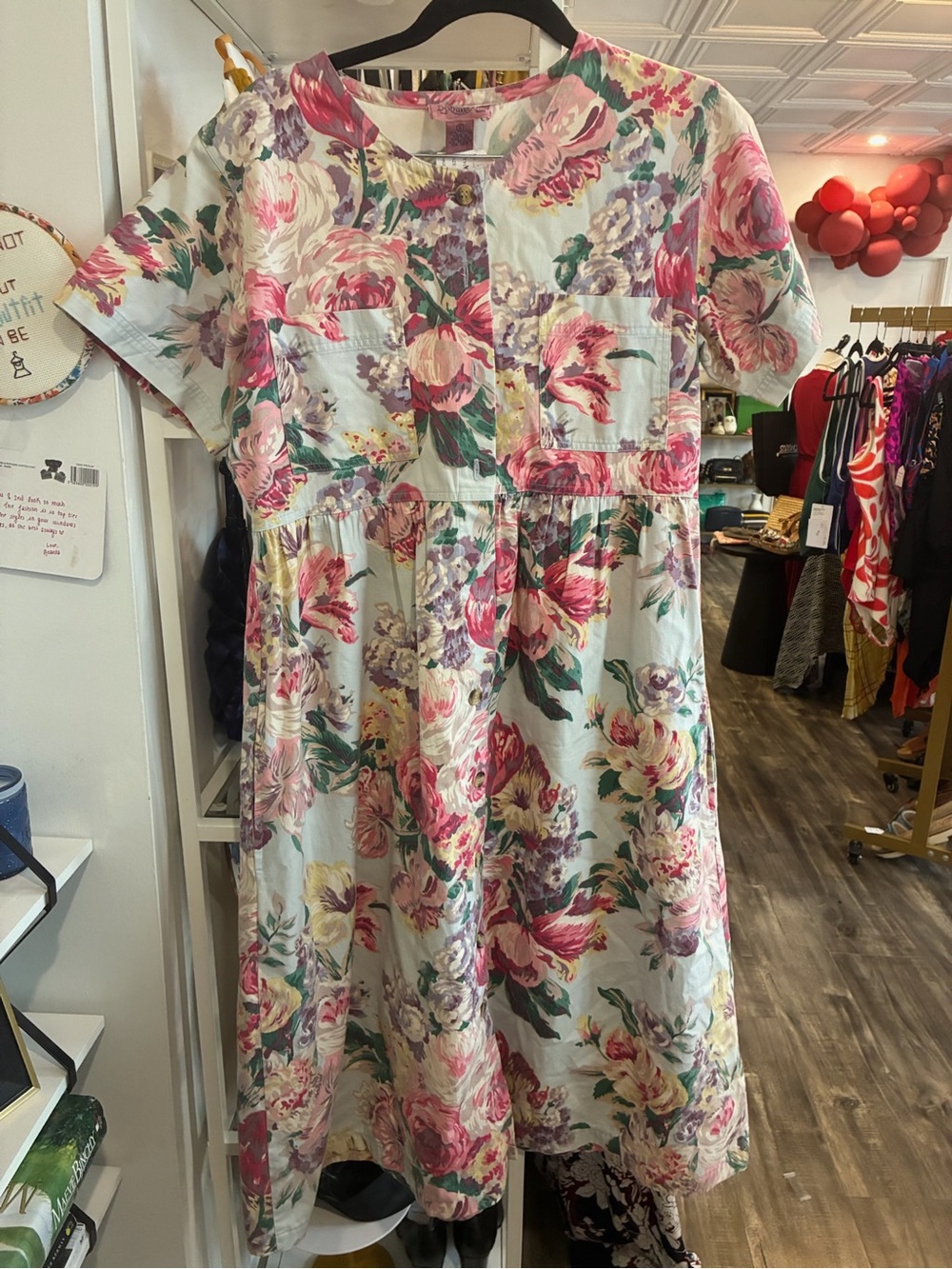 Cambridge Dry Goods vintage Pink, Green & Purple Floral Dress